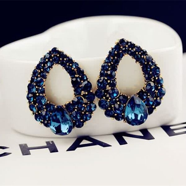 

brand natural blue zircon earrings water drop earring for women accessories one direction, Silver