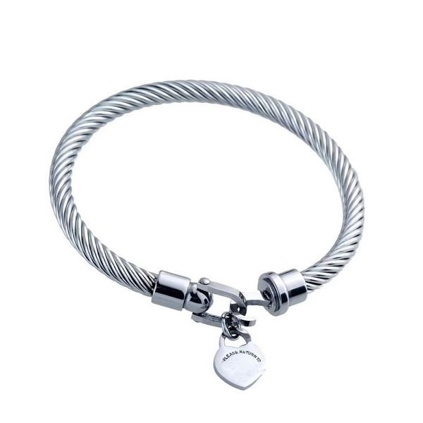 2020 gioielli in acciaio inossidabile all'ingrosso bracciale in filo di acciaio bracciale per uomo e donna amante braccialetto con etichetta d'oro braccialetti firmati in oro