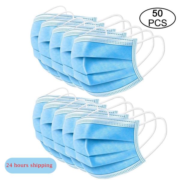 

50pcs/lot disposable masks 3-layer non-woven masks anti dust mouth face mask protection soft protective mask