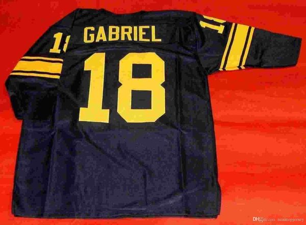 

retro #18 roman gabriel custom 3/4 sleeve high-end mitchell & ness jersey mens stitching high-end size s-5xl football jerseys college, Black;red