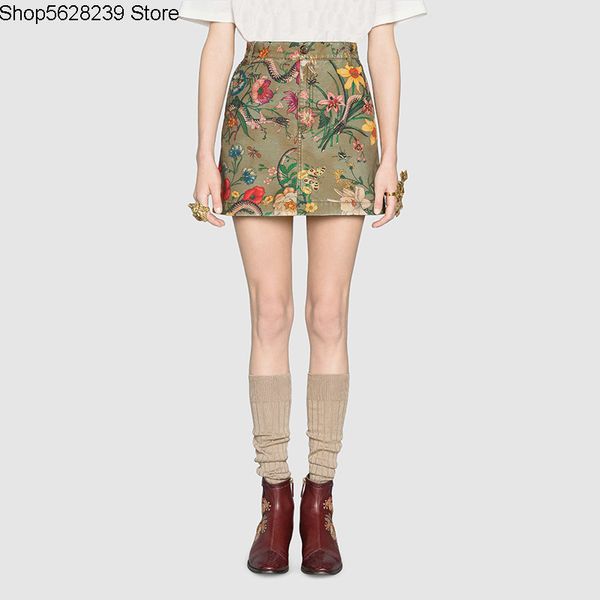 

лето g личность шаблон бабочка цветы печати армейский зеленый половина тела юбка слово юбка короткая, Black