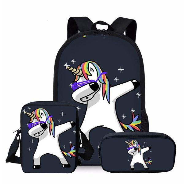 

beautiful dabbing unicorn backpack students boys girls bags fashion surprise gift schoolbag teens daily teens knapsack 3pcs/set