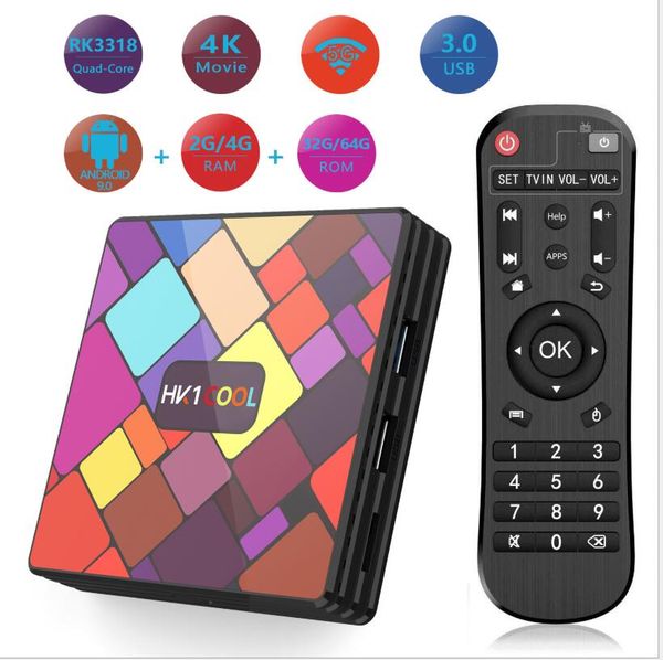 

hk1 cool rk3318 quad core android 9.0 tv box 4g 64g 4k set box 2.4g&5g wifi media player
