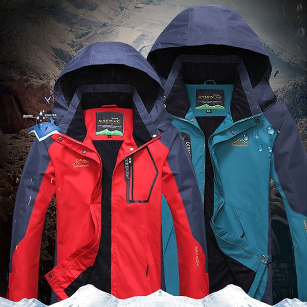 

waterproof women's windbreaker softshell outdoor jacket resistant climbing hiking coat trekking fishing jackets for lovers, Blue;black
