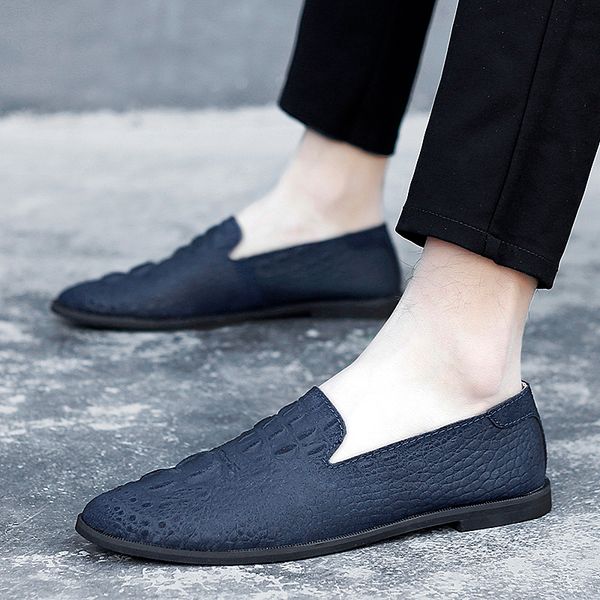 

spring/autumn casual shoes men anti slip leather shoe men comfortable shoe good quality slip on flats footwear, Black