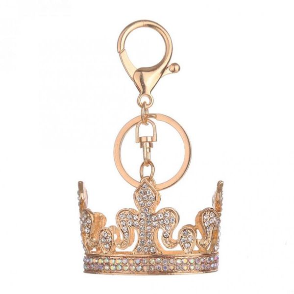 

key ring 2 colors lovely rhinestone crown pattern key chain keys ring pendant hang decoration presents for men, Silver