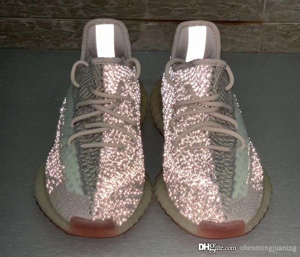 

authentic sply y350 v2 citrin primeknit cloud white kanye west men women running shoes reflective sneakers fw3042 fw3043 with box