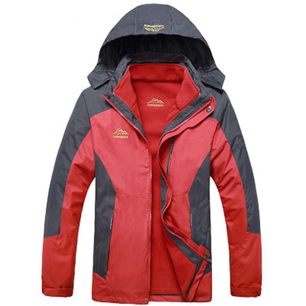

2019 men's 2 pieces winter inner fleece jacket outdoor sport thick warm coat hiking skiing camping hiking male jackets sa131, Blue;black