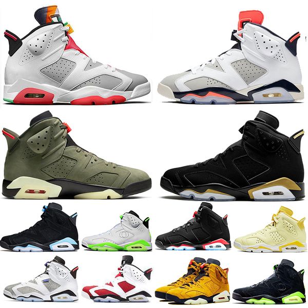

2020 new hare floral dmp travis scotts medium olive 6 6s mens basketball shoes yellow cactus jack reflective bugs bunny trainers sneakers, White;red