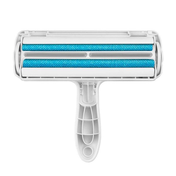 

2-way pet hair remover roller lint sticking roller removing dog cat hair from furniture carpets clothing one hand operate