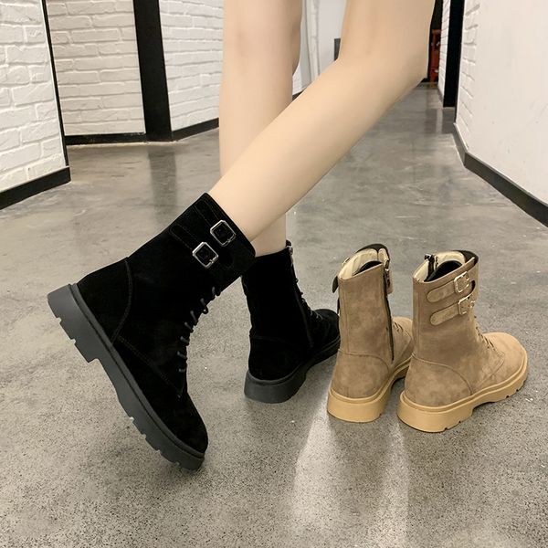

white ankle boots booties ladies lace up women's rubber shoes rain zipper boots-women winter footwear round toe low 2019 autumn, Black