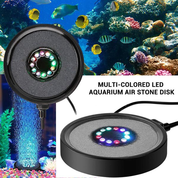 

aquarium led light submersible light fish tank bubble air stone disk multi-colored aquarium decorations d30