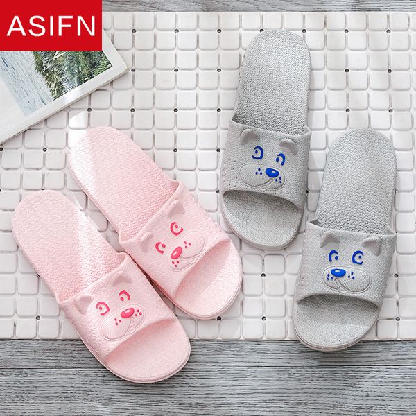 

asifn men women cute dogs slippers slides summer bathroom couple indoor non-slip zapatos de hombre male sandals house flip flops, Black
