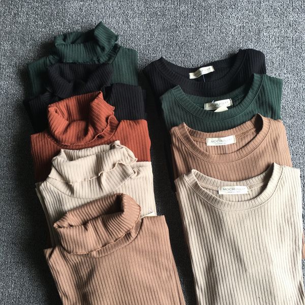 

new slim woman knitting t shirts long sleeve o neck solid skinny casual tee winter turtleneck knitting thin, White