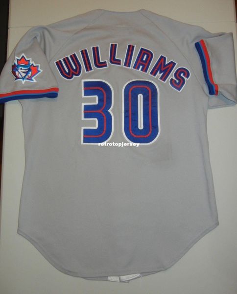 

retro new #30 wilson woody williams toronto 98 grey jersey 46 delgado mens stitched baseball jerseys, Black;blue