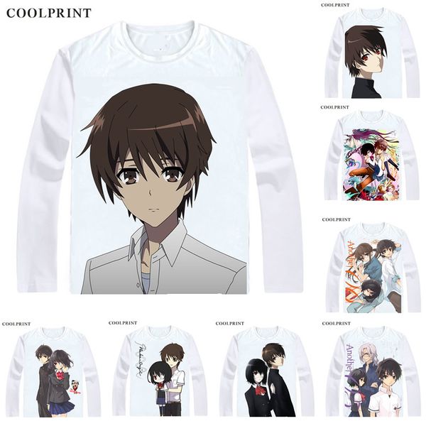 

sakakibara kouichi koichi t shirt another anaza mystery horror yukito ayatsuji men t-shirt casual vintage tshirt printed long sleeve shirts, White;black