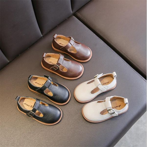 

flat shoes spring summer girls genuine leather princess fashion children' sandals kids soft bottom dancing shoe, Black;grey