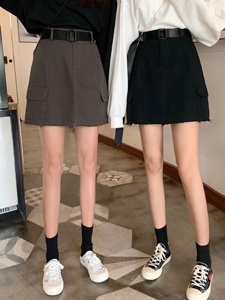 

spring and autumn new high waist half-length a-line skirt, Black