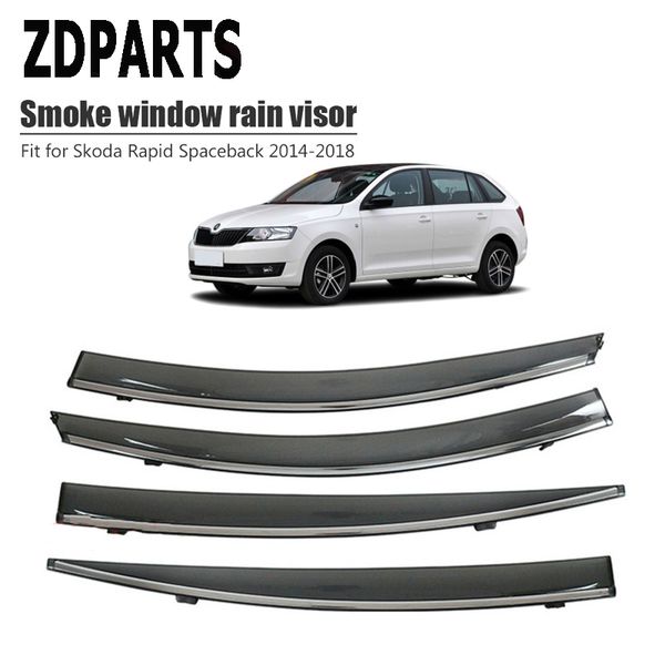 

zdparts 4pcs car wind deflector sun guard rain wind vent visor cover trim accessories for skoda rapid spaceback 2014-2018