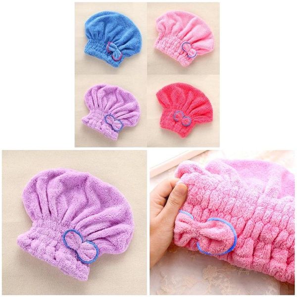 

microfibre quick hair drying bath spa bowknot wrap towel hat cap for bath bathroom accessories lsf99