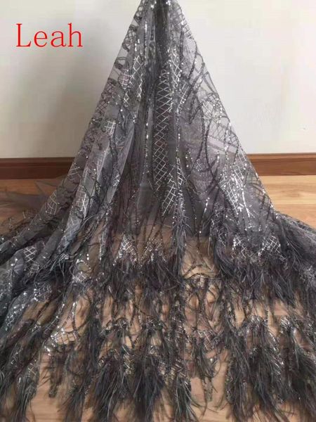 

Stock 5yard bag jh06 4 color equin feather luxury french wedding fabric package mail