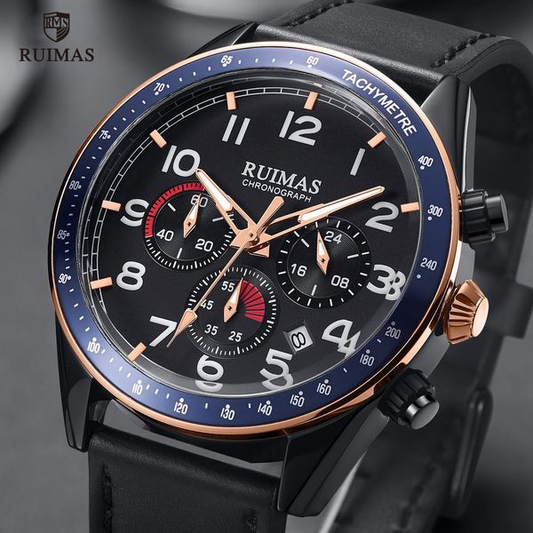 

ruimas mens army sports часы top brand luxury кожаный ремешок наручные часы человек luminous хронограф relogios 574 мужчина для, Slivery;brown