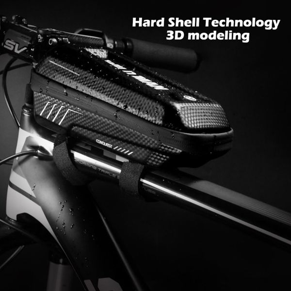 

1l water resistant front tube cycling bag eva hard shell front beam large capacity storage pouch mountain mtb road bicycle