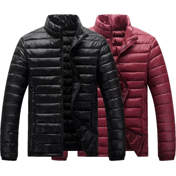 

18 men's fall and winter thin models down padded jacket collar middle-aged casual dress warm jacket big yards daddy, Black