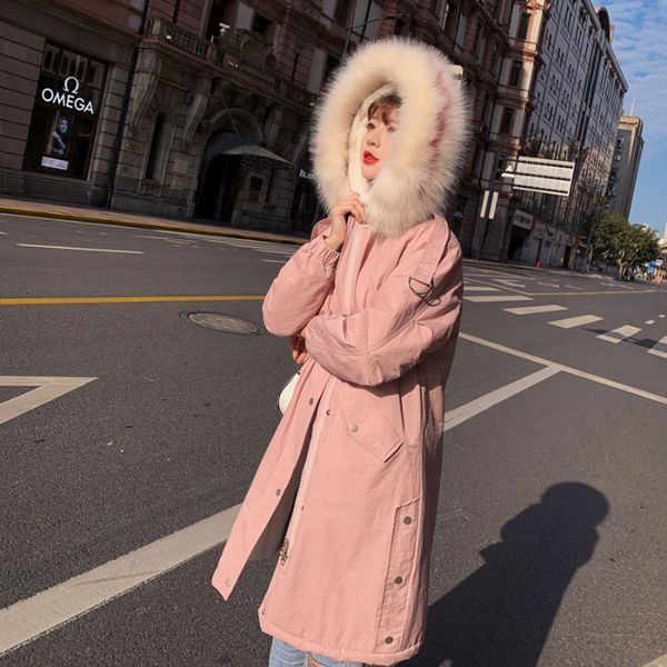 

korea south east gate fall new down garment women's loose knee cotton-padded coat ins net red, Black