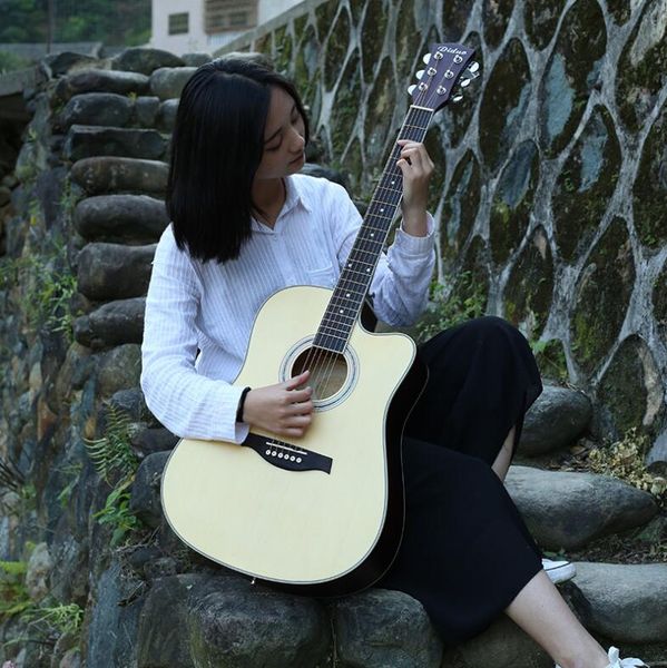 

красивая 41-дюймовая акустическая гитара ель липа угловая гитара среднего диапазона практика фортепиано матовый цвет дерева