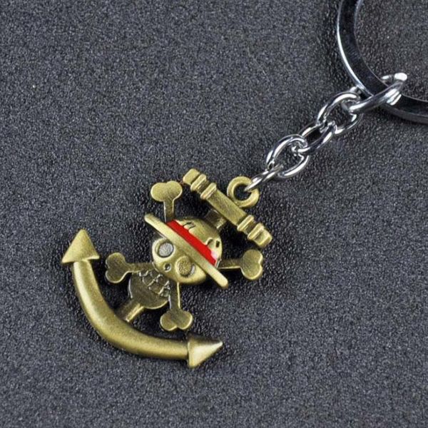 10 teile / los Modeschmuck Schlüsselbund One Piece Affe D Luffy Strohhut Ruder Schädel Anhänger Schlüsselanhänger Für Fans Party Gift275Q