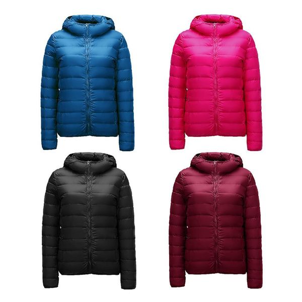 

colorful winter jacket women ultra light down jacket women hooded coat duck down packable thin feather short, Black