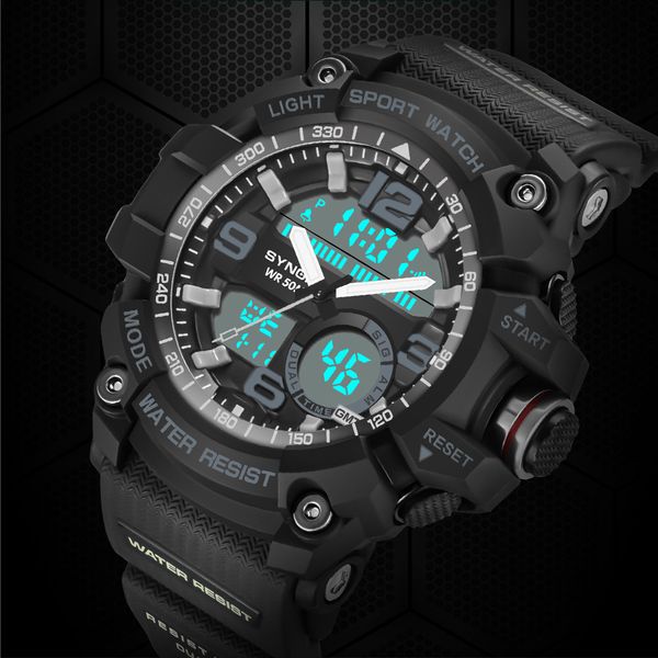 

reloj inteligente hombre sports watches large dial digital quartz led waterproof men wrist watch relogio digital, Slivery;brown