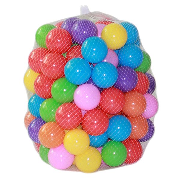 

bpa crush proof plastic ball, pit balls - 7 bright colors in reusable and durable storage mesh bag