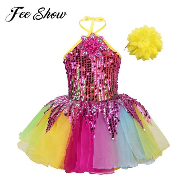 

дети девушки блестки балет танцевальная одежда балерина пачка танцевальное платье бальный джаз лирический холтер 3d цветок аппликация красоч, Black;red