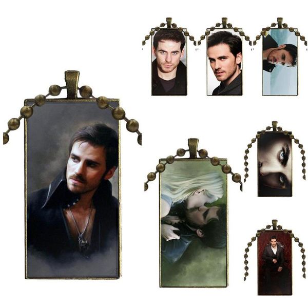 

for women choker handsome captain hook once upon a time glass pendant necklace handmade half pendant rectangle necklace, Silver