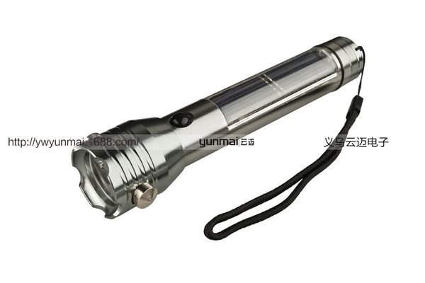 

solar energy light long s flashlight charge aluminium alloy more function life-saving hammer flashlight