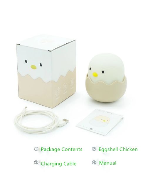 

eggshell chicken emotion silicone night light led charging smart bedding egg bed small table lamp