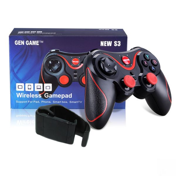 

wireless joystick gamepad game controller bluetooth bt3.0 joystick for mobile phone tablet tv box holder with clip for ios and android