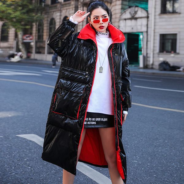

2019 winter jacket women 90% white duck down jacket women thick long down parka winter coat hooded female thick coat, Black