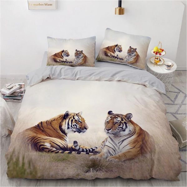 

3d bedding sets black duvet quilt cover set comforter bed linen pillowcase king  220x260cm size animal tiger design printed