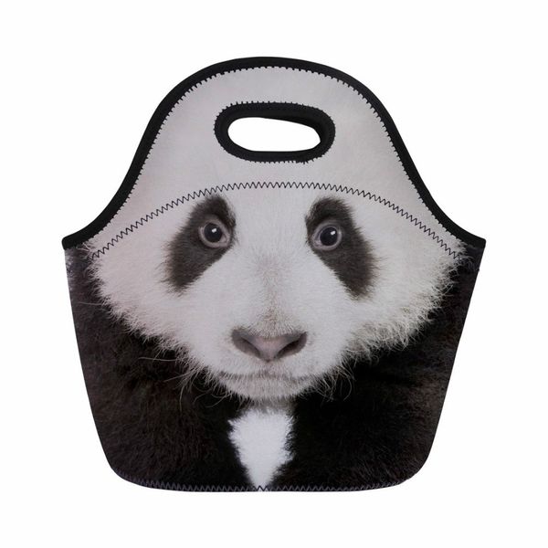 

thikin panda wolf portable thermal lunch bags for women kids men neoprene beach lunch box office worker keep warm thermal bag, Blue;pink