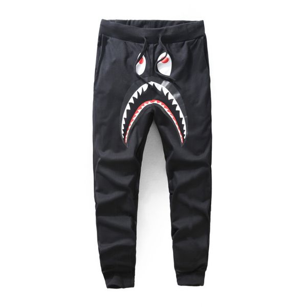 

2020 aape mens foreign trade tide brand mens casual pants shark print thin wei pants mens and womens trousers feet designer clothing, Black