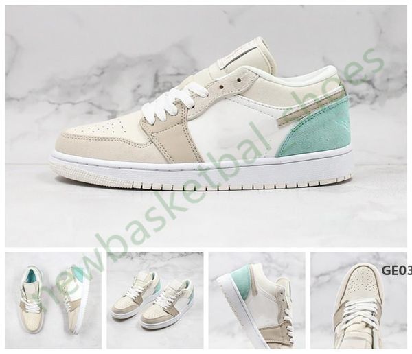 

2020 wholesale women men 1s basketball shoes 1 low paris misty blue light grey sports trainers athletic shoes sportsge03