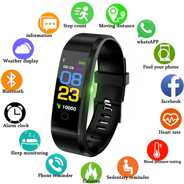 

smart band watch men heart rate blood pressure pedometer sports wristband smart fitness watch men women for ios android, Slivery;brown
