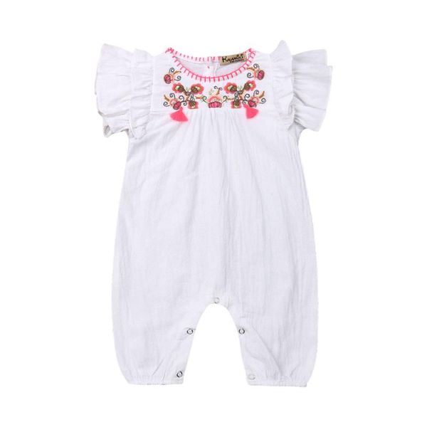 

jumpsuits baby summer clothing born infant girls clothes flower ruffles flying sleeve rompers jumpsuit one piece outfits 0-24m, Blue