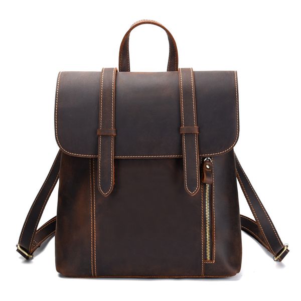 

men's bag vintage cow leather travel backpack