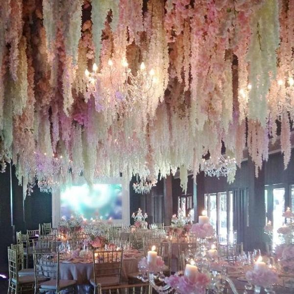 

34cm(13 inch) elegant artificial silk flower wisteria vine rattan for wedding centerpieces decorations bouquet garland home ornament