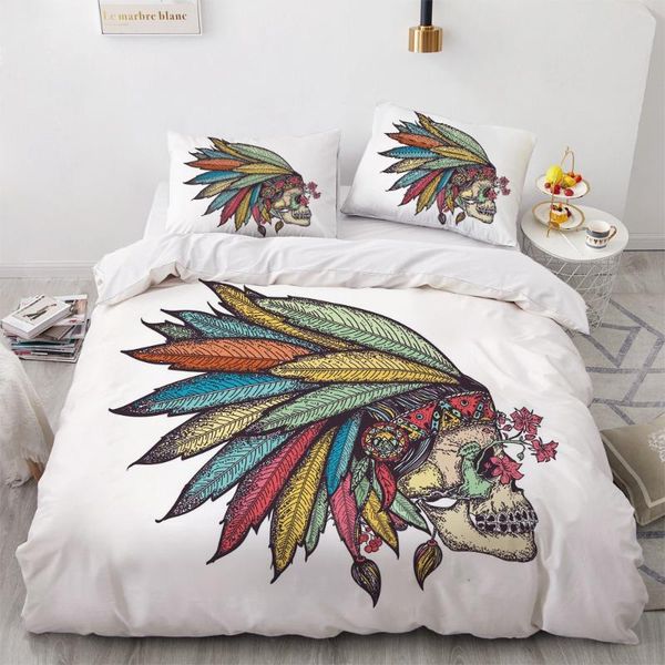 

white bedding sets 3d chief skull duvet quilt cover set comforter bed linen pillowcase king  full double