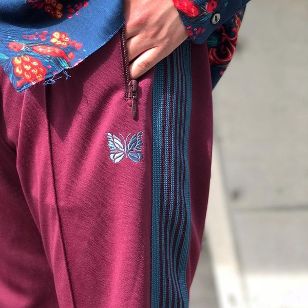 

19fw needles asap rocky button pants butterfly embroidery sweatpants stripe casual trousers couple sports pants fashion street hfymkz182, Black